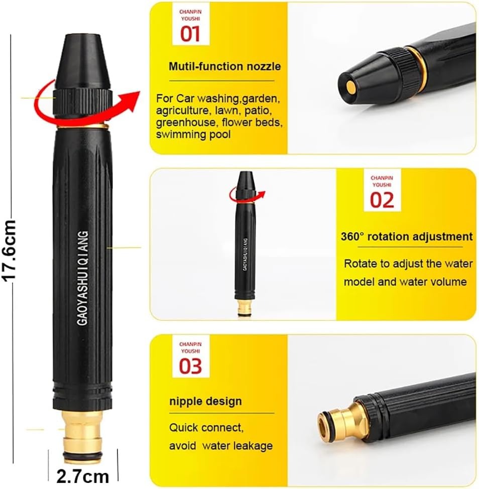 High-Pressure Hose Nozzle – Dual Spray Modes, Stainless Steel & Ergonomic Grip