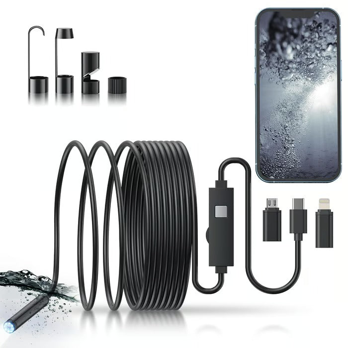 Smartphone Endoscope Camera – 1080p HD, 5m Flexible Cable, 8 LEDs & Waterproof