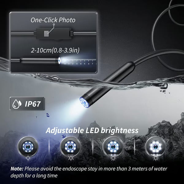 Smartphone Endoscope Camera – 1080p HD, 5m Flexible Cable, 8 LEDs & Waterproof