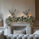 Olive Leaf LED Garland – Cordless Fairy Light Mantel Decoration