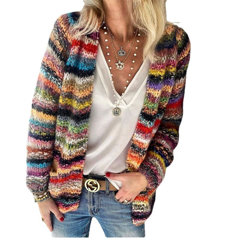 Kamille Retro Farbiger Pullover für Damen – Stylischer, Bequemer Strickpullover im Vintage-Design
