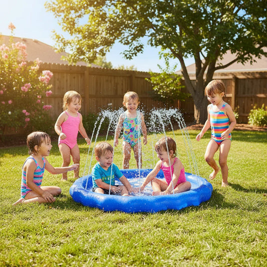 Inflatable Splash Pad – Animal Letters Design, Non-Slip Surface & Two Size Options