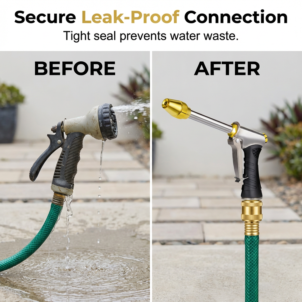 High-Pressure Hose Spray Gun – Solid Brass Nozzle, Adjustable Spray & Metal Trigger Lock