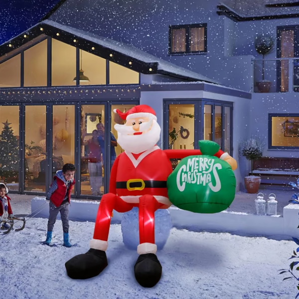 8FT Giant LED Climbing Santa Inflatable - Premium Outdoor Christmas Decoration for Festive Holiday Cheer