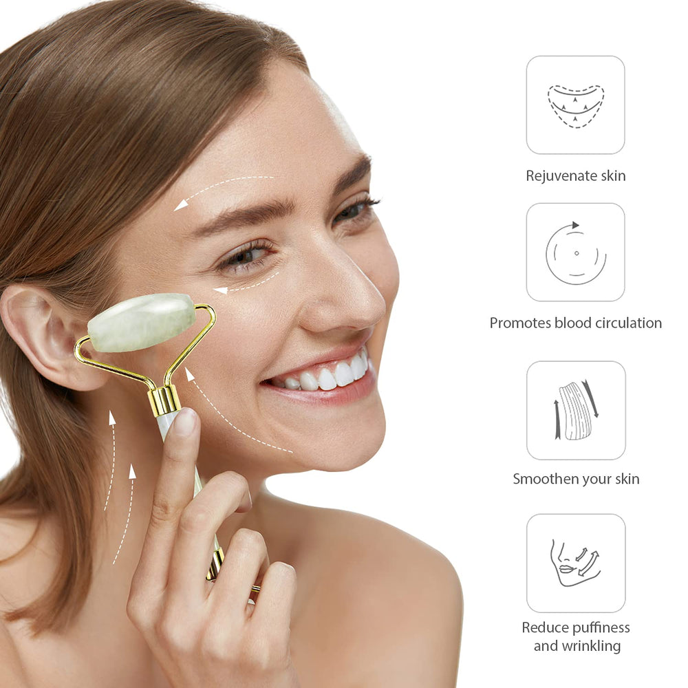 Instant Glow Gua Sha & Jade Roller Set - Premium Facial Massage Tools for Radiant Skin & Natural Beauty