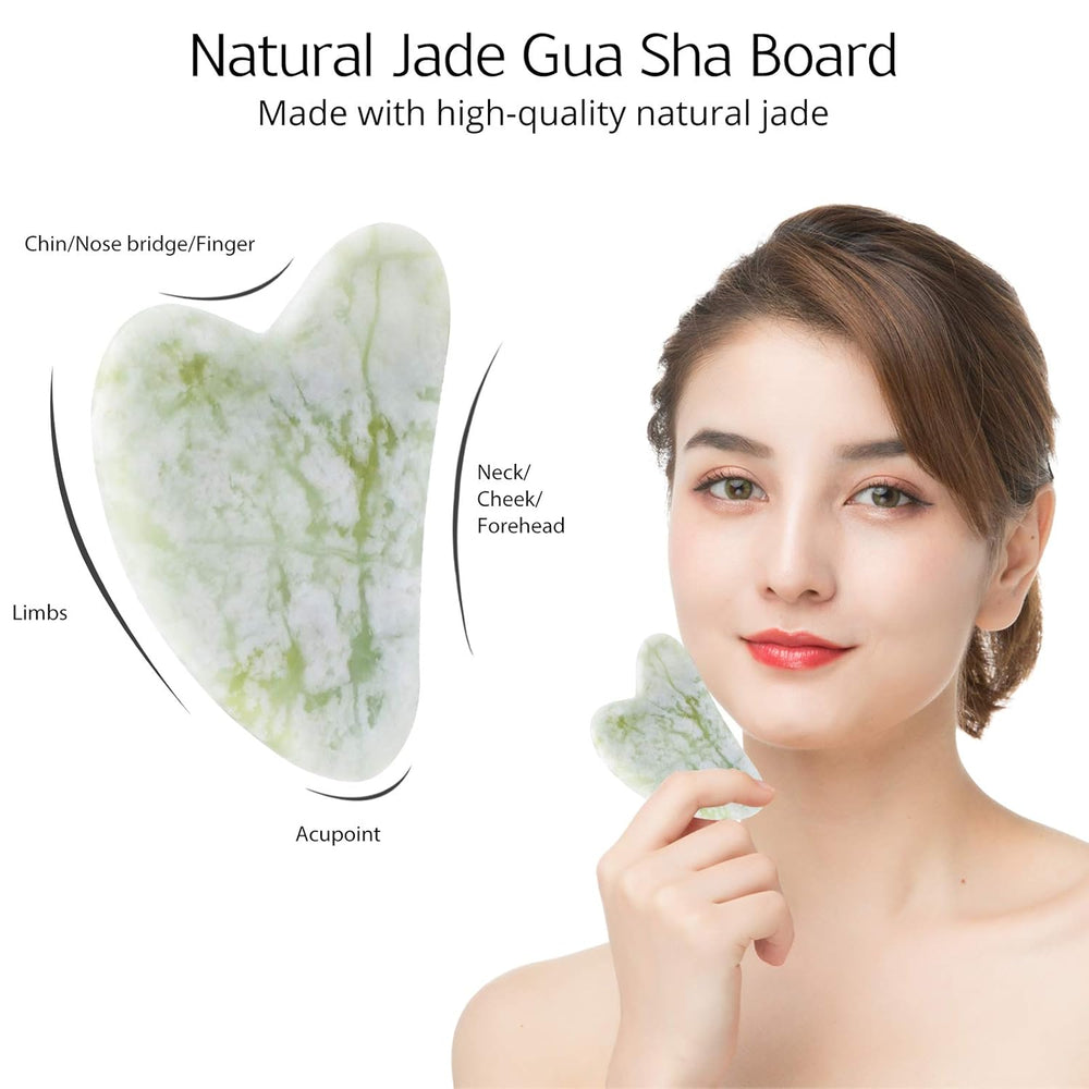 Instant Glow Gua Sha & Jade Roller Set - Premium Facial Massage Tools for Radiant Skin & Natural Beauty