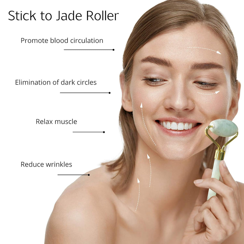 Instant Glow Gua Sha & Jade Roller Set - Premium Facial Massage Tools for Radiant Skin & Natural Beauty