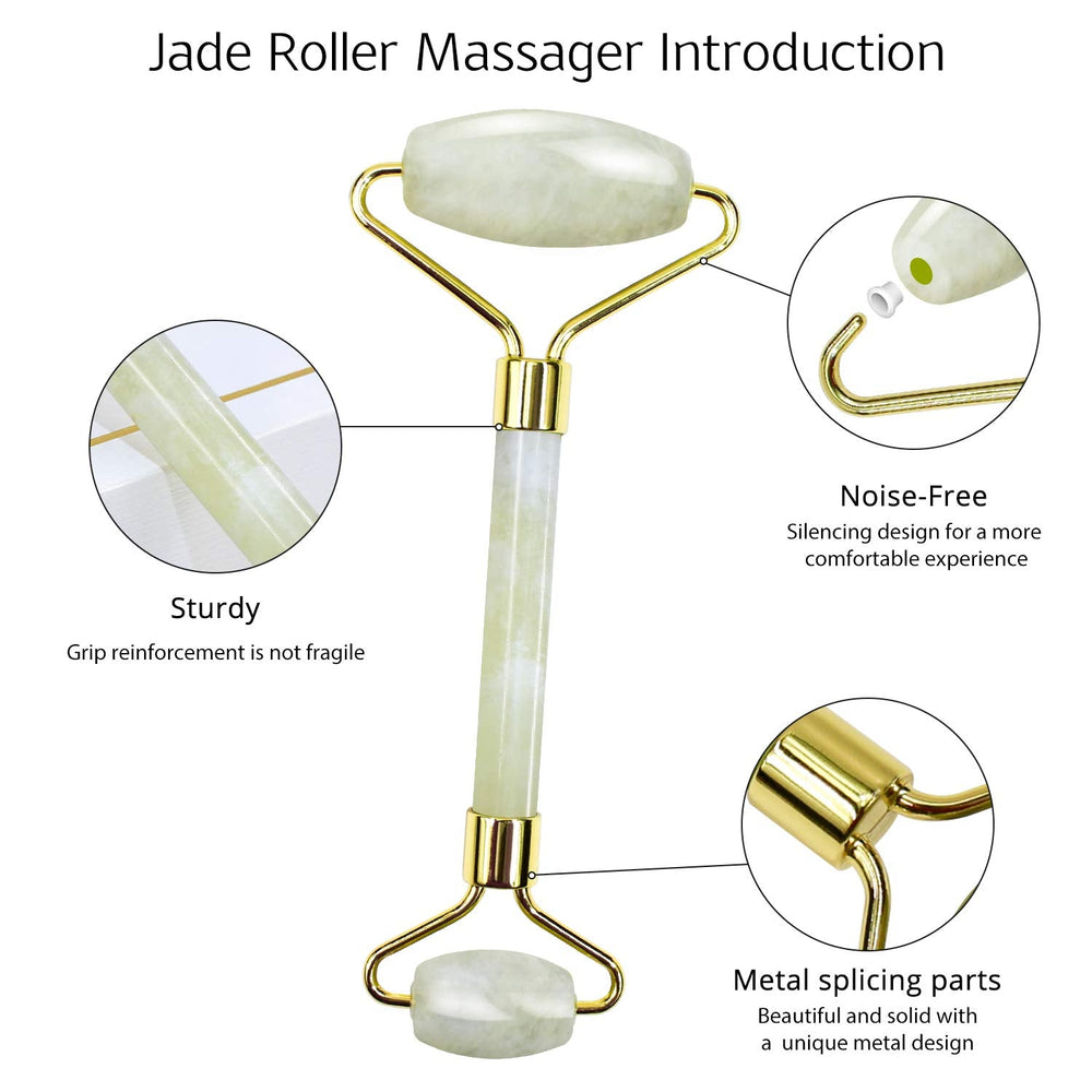 Instant Glow Gua Sha & Jade Roller Set - Premium Facial Massage Tools for Radiant Skin & Natural Beauty