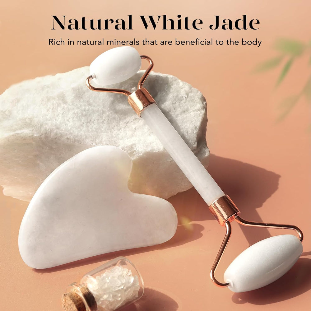 Instant Glow Gua Sha & Jade Roller Set - Premium Facial Massage Tools for Radiant Skin & Natural Beauty