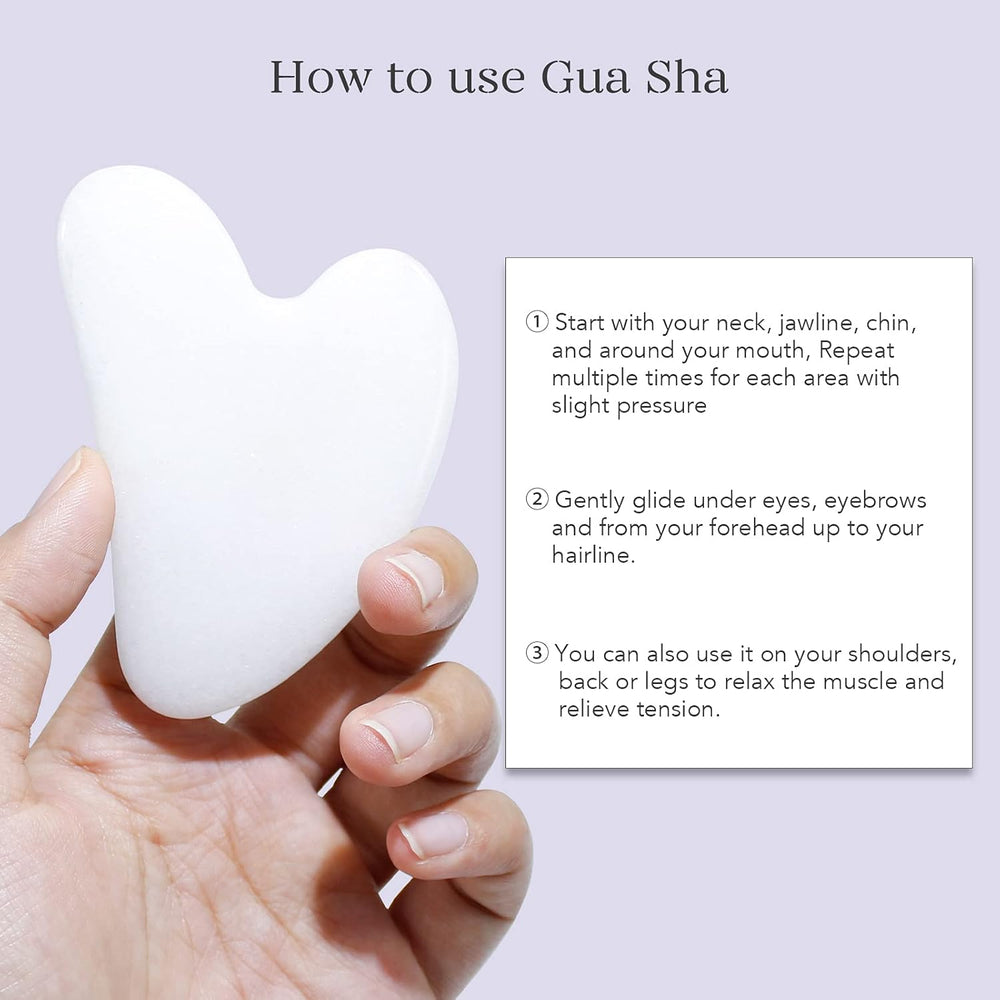 Instant Glow Gua Sha & Jade Roller Set - Premium Facial Massage Tools for Radiant Skin & Natural Beauty