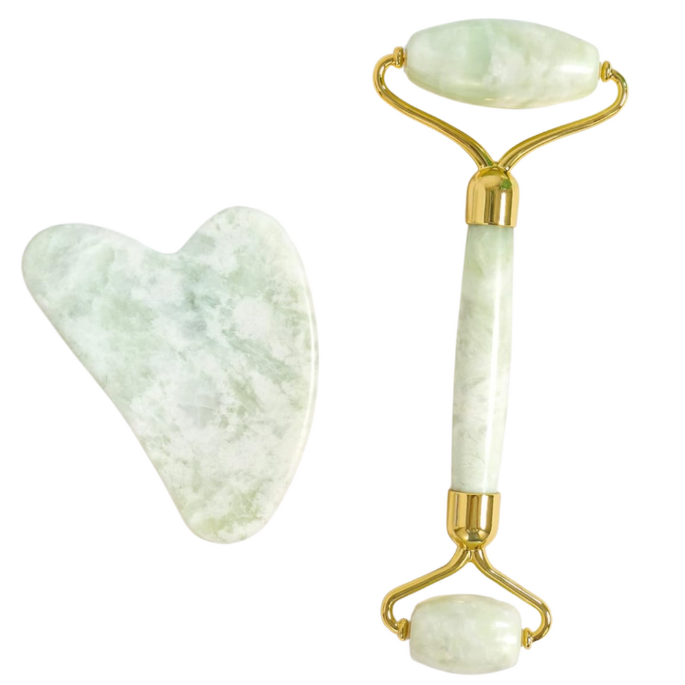 Instant Glow Gua Sha & Jade Roller Set - Premium Facial Massage Tools for Radiant Skin & Natural Beauty