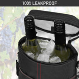 Insulated 2-Bottle Wine Cooler Tote Bag with Adjustable Strap - Perfect for Picnics, Travel, and Outdoor Events