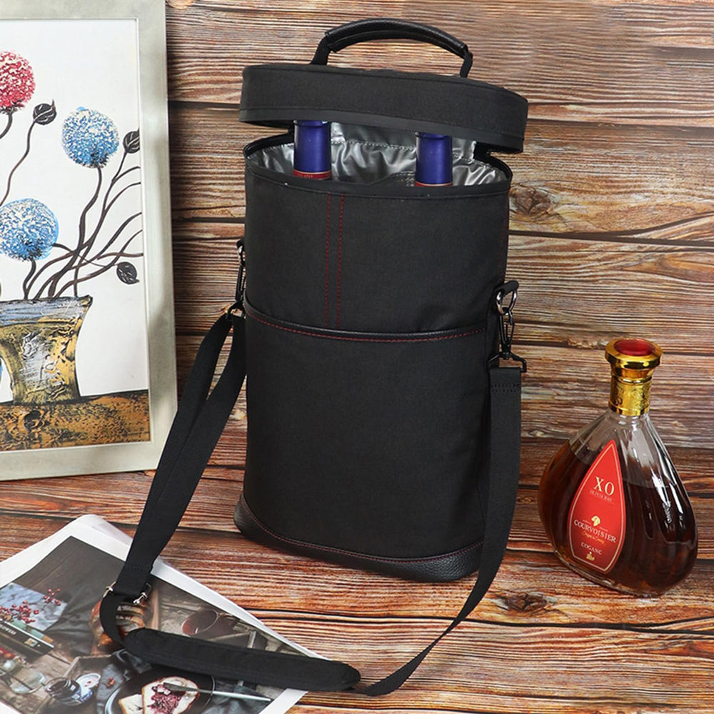 Insulated 2-Bottle Wine Cooler Tote Bag with Adjustable Strap - Perfect for Picnics, Travel, and Outdoor Events
