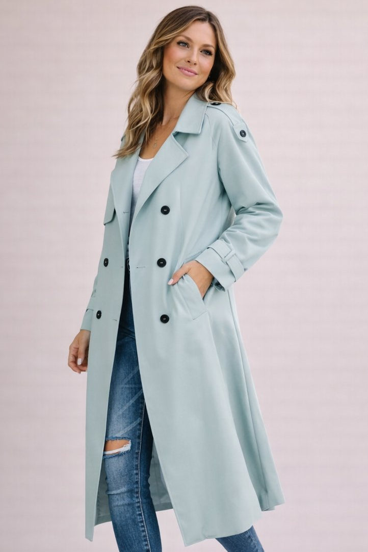 Women's belted trench coat, view 2
