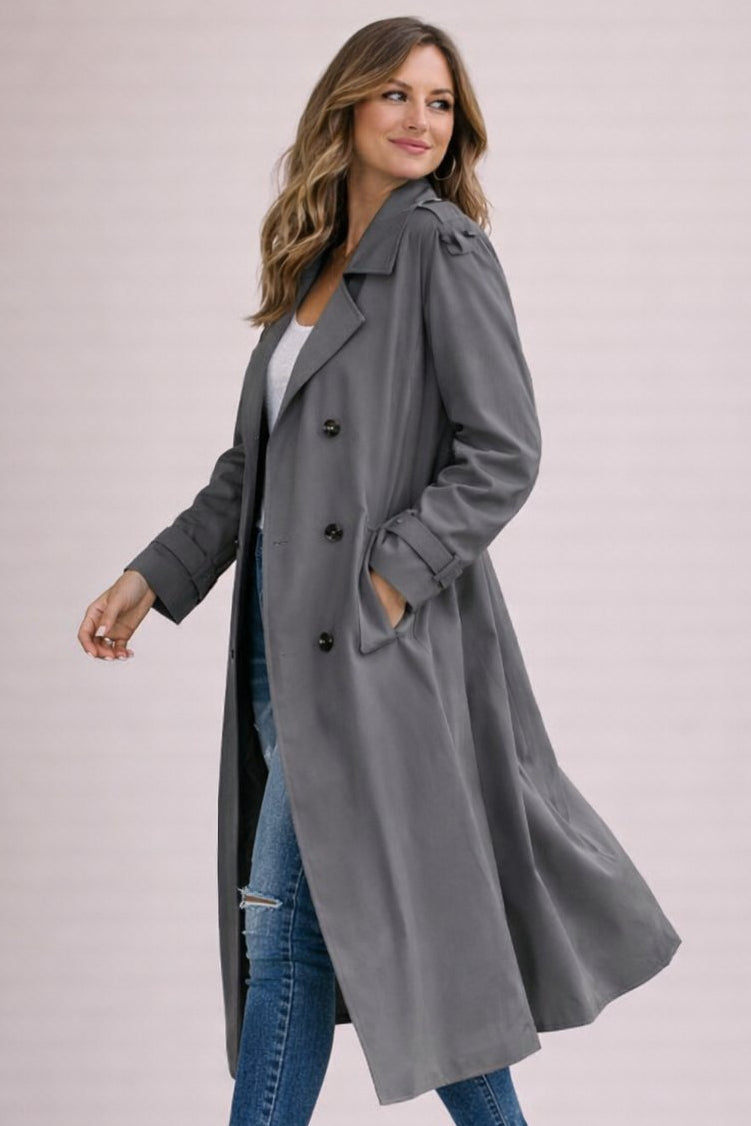 Women's belted trench coat, view 3