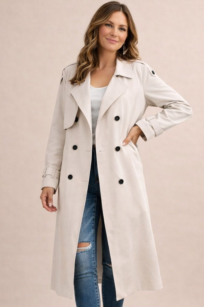 Women's belted trench coat, view 4