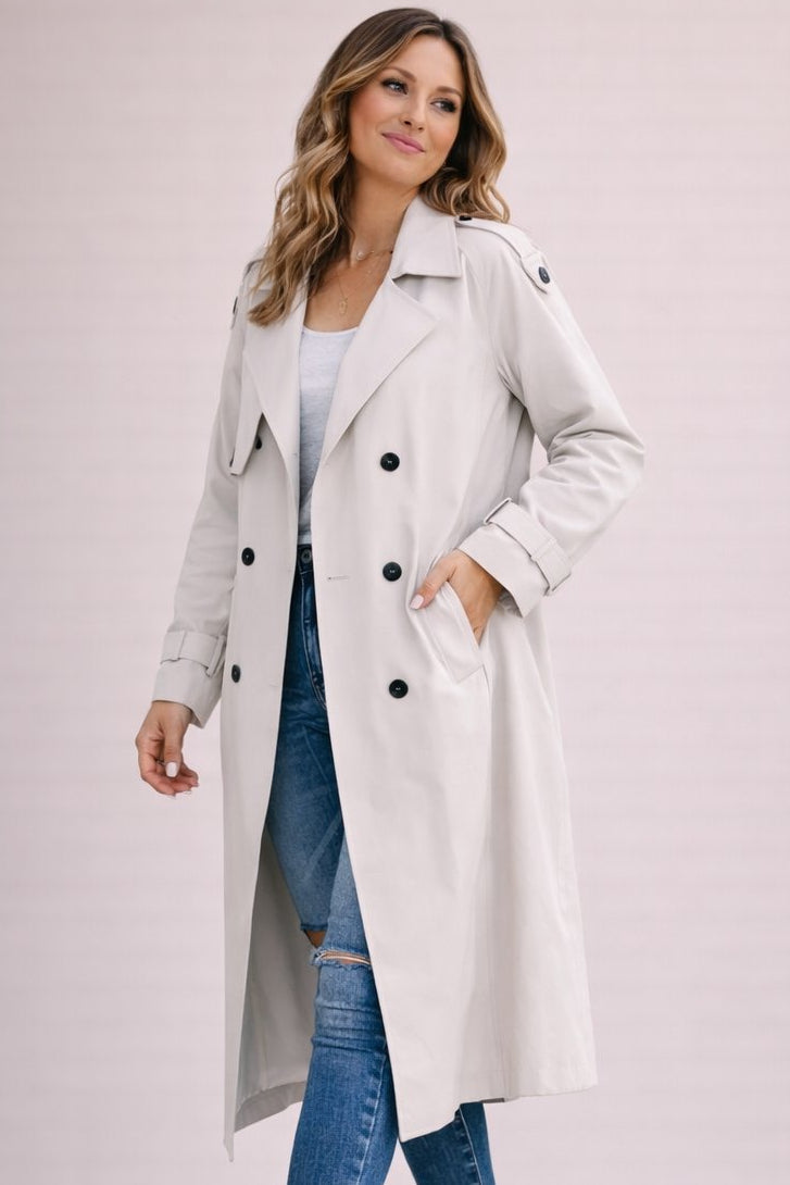 Women's belted trench coat, view 6