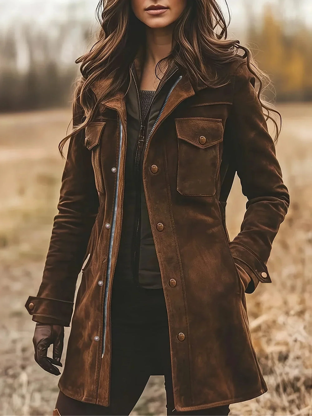 Women's notch lapel coat, view 1