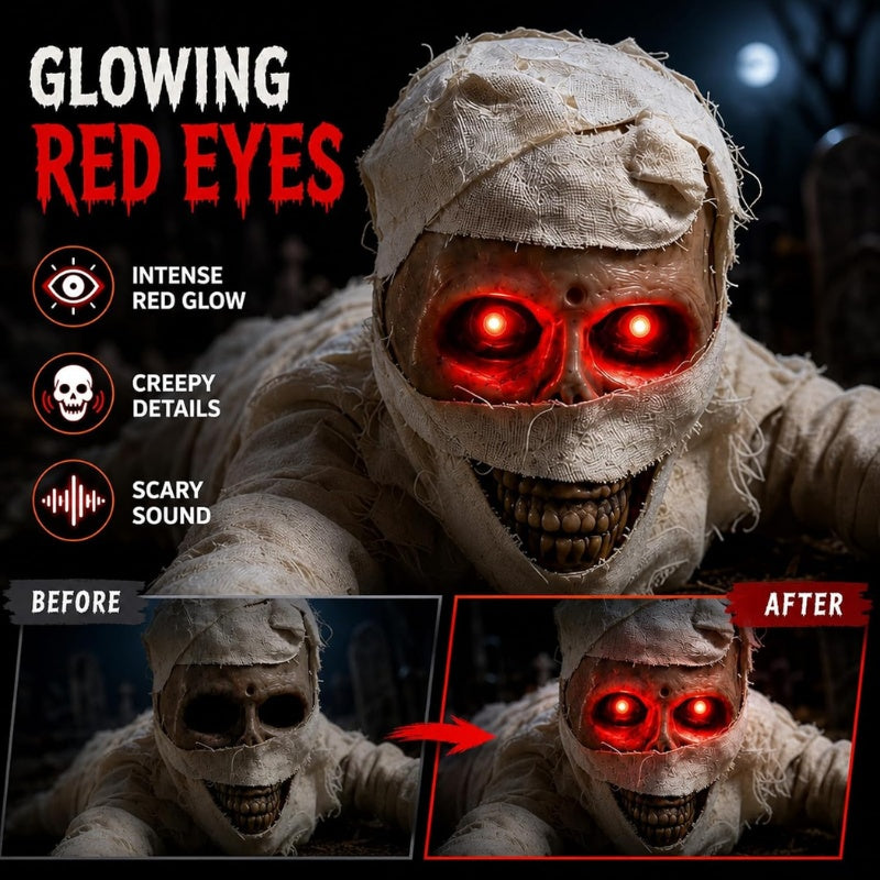 42-Inch Sound-Activated Crawling Mummy Decoration