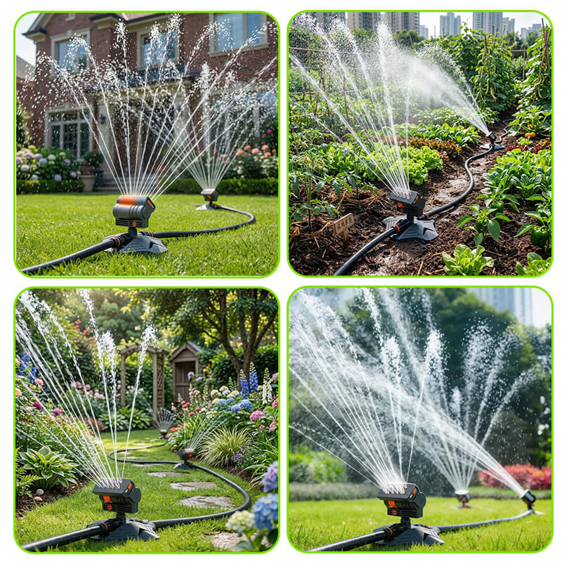 Oscillating Lawn Sprinkler with Timer – 16 Nozzles, 100m² Coverage & 4 Spray Modes