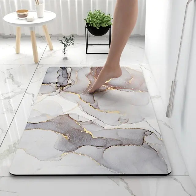 Non-Slip Bath Mat – Marble Look, Absorbent & Machine-Washable 60×90cm