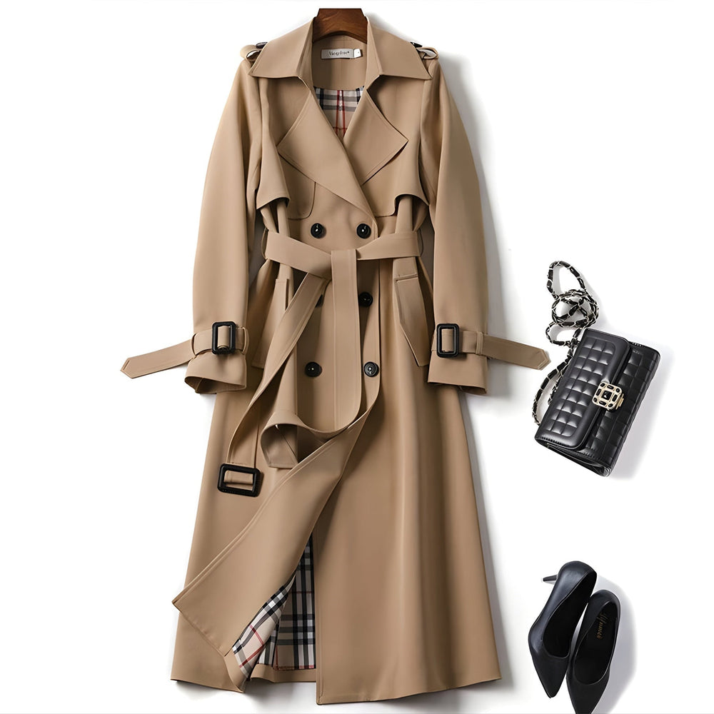 Women's belted trench coat, view 2