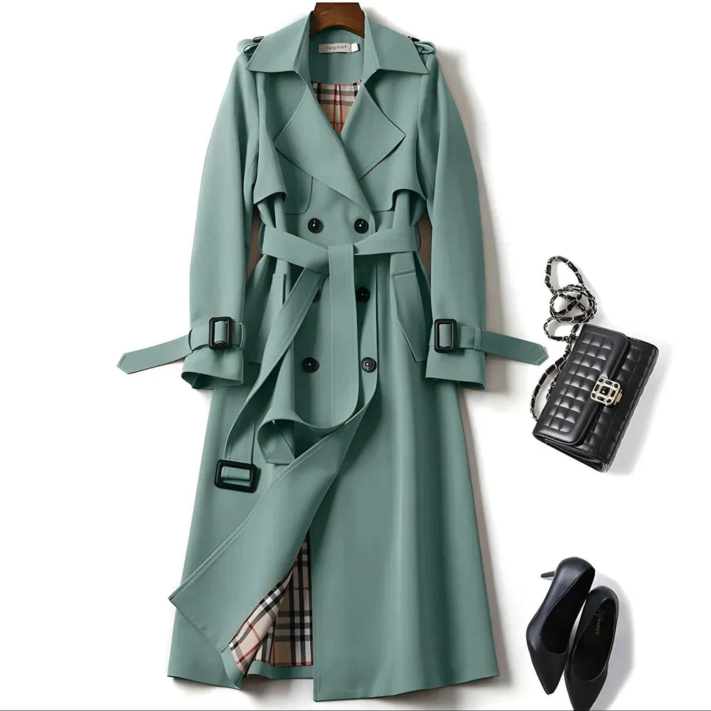 Women's belted trench coat, view 3
