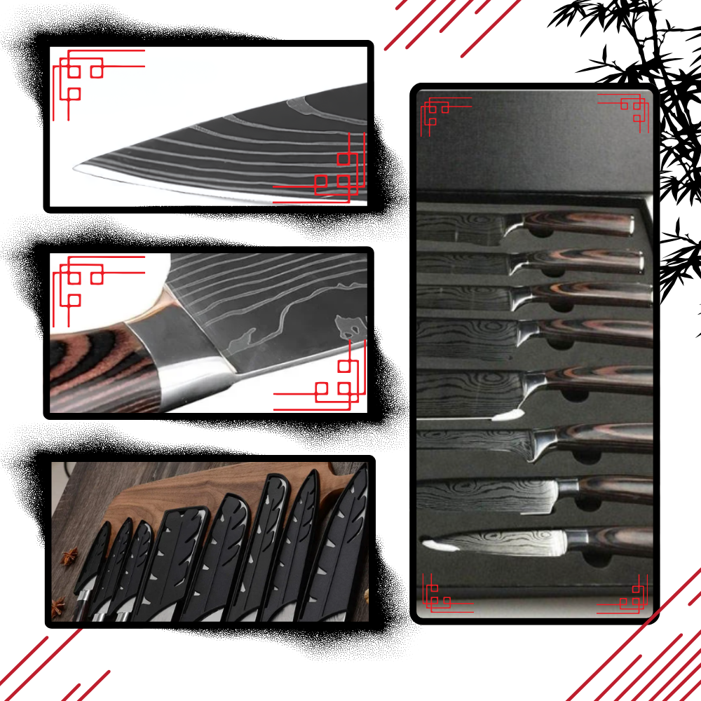 Premium Damascus Steel Kitchen Knives Set with Ergonomic Pakkawood Handles - Superior Sharpness & Durability