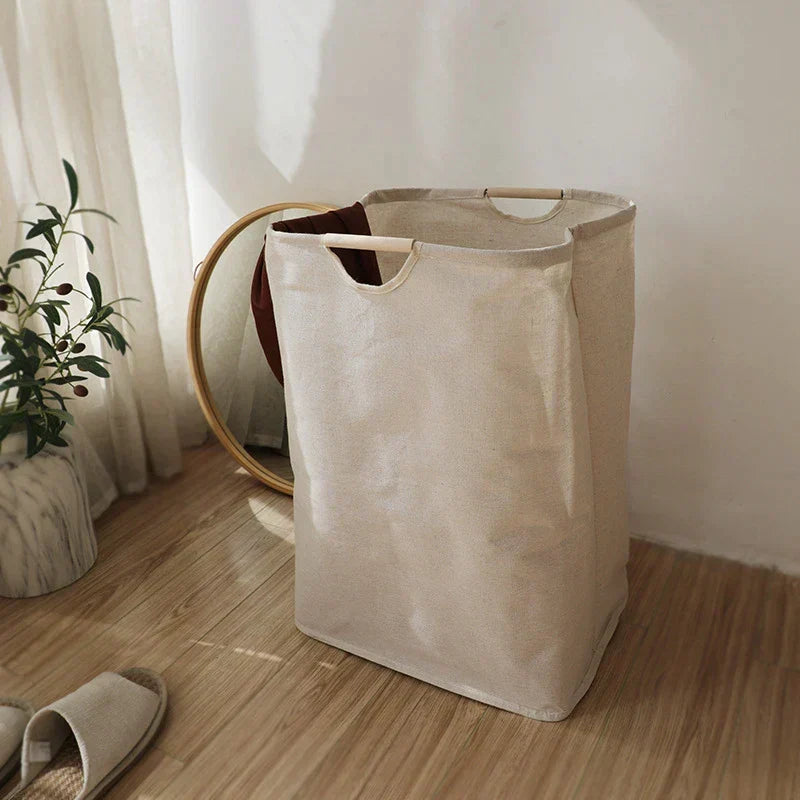 Japanese-Style Foldable Cotton-Linen Storage Bin - Stylish & Space-Saving Organizer