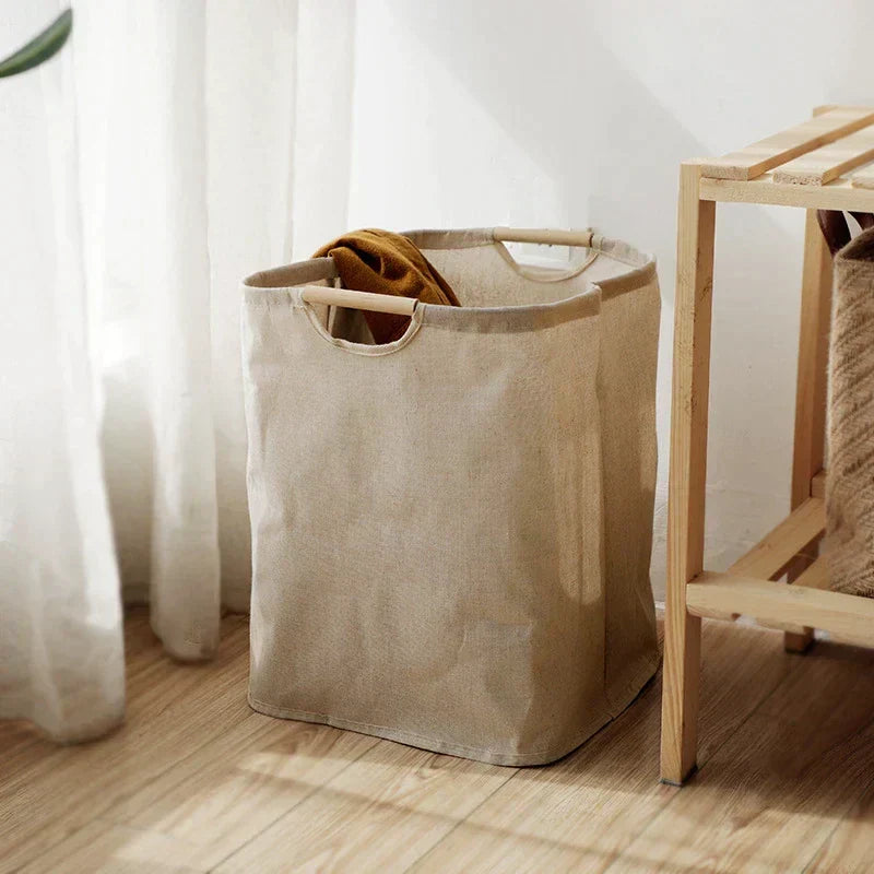 Japanese-Style Foldable Cotton-Linen Storage Bin - Stylish & Space-Saving Organizer