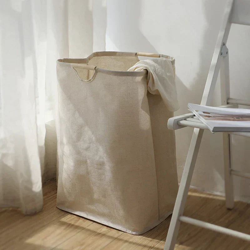 Japanese-Style Foldable Cotton-Linen Storage Bin - Stylish & Space-Saving Organizer