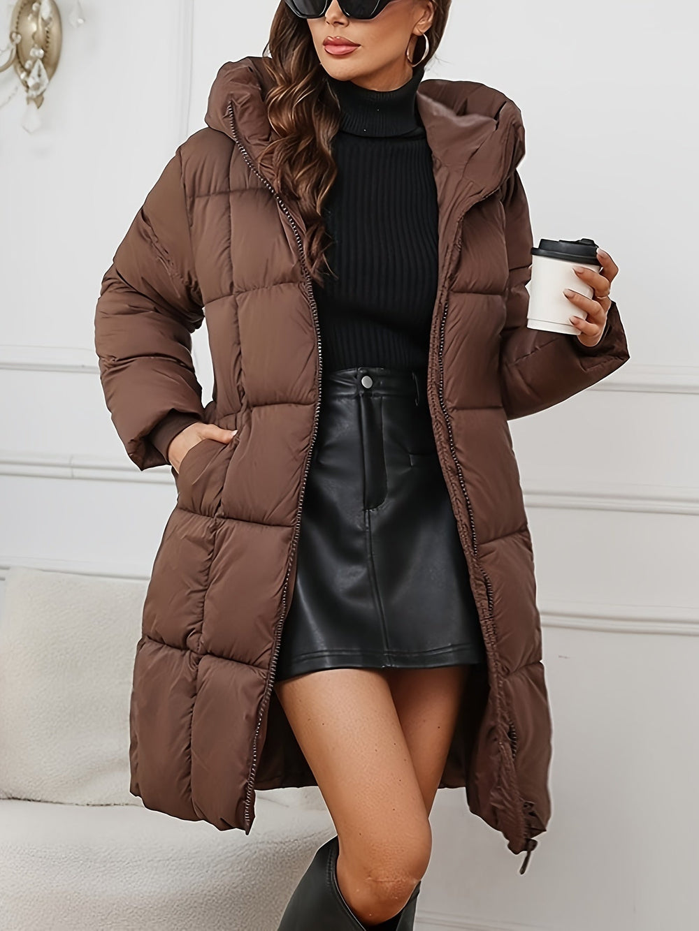 Women's padded puffer jacket, view 1