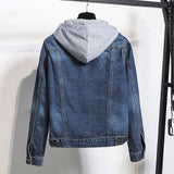 Plus-Size Hooded Denim Jacket for Fall - Stylish & Comfortable Outerwear