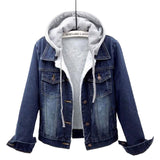 Plus-Size Hooded Denim Jacket for Fall - Stylish & Comfortable Outerwear