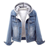 Plus-Size Hooded Denim Jacket for Fall - Stylish & Comfortable Outerwear