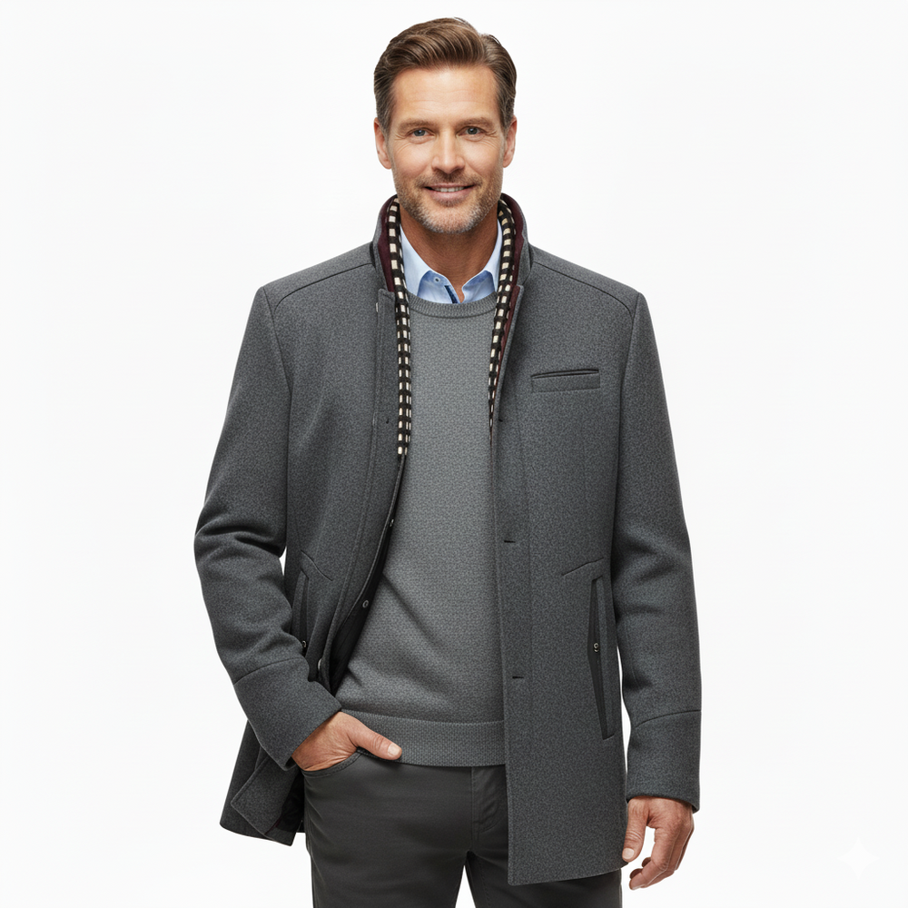 Men's high neck coat, view 5