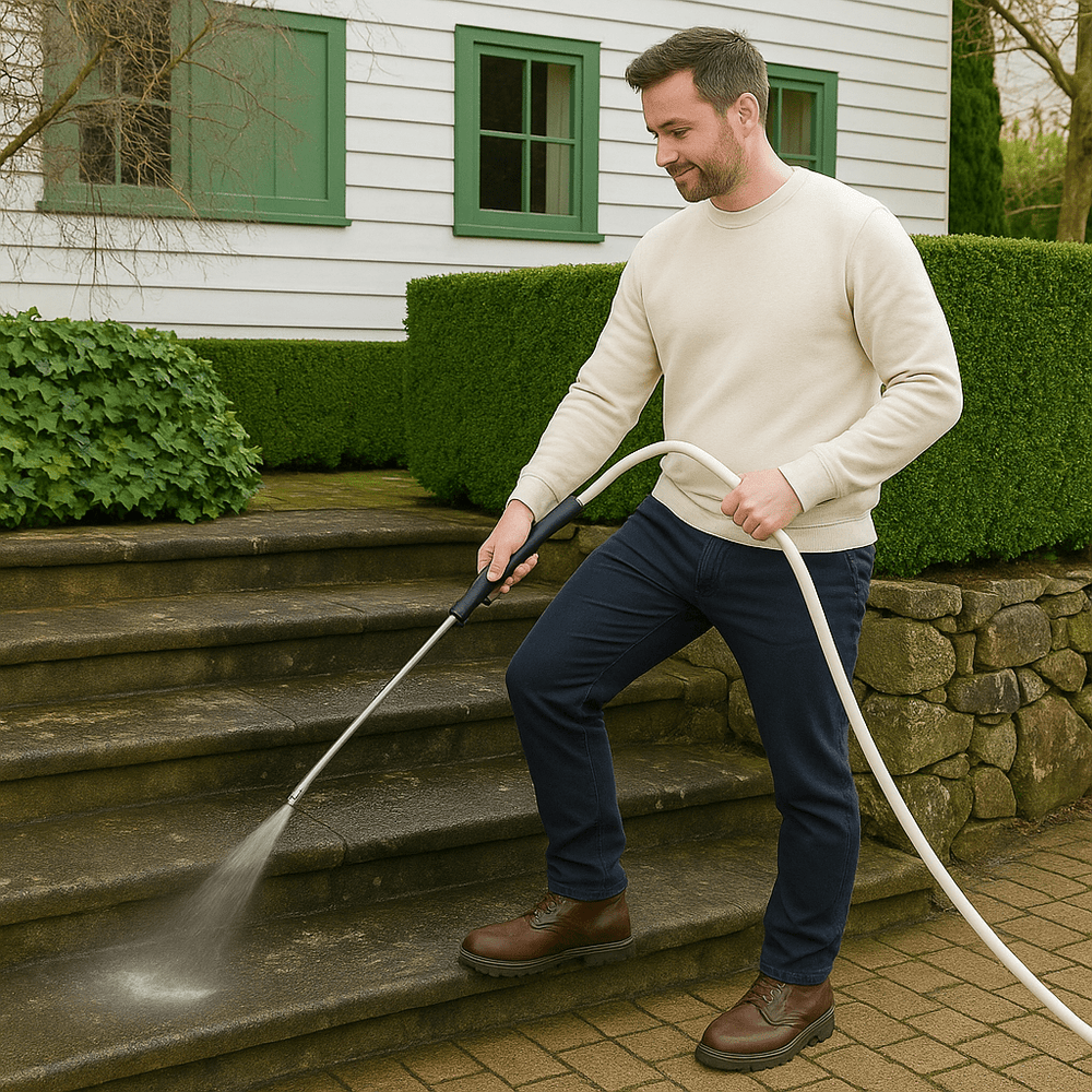 Hochdruck-Düse für Gartenschlauch mit 2 Aufsätzen
