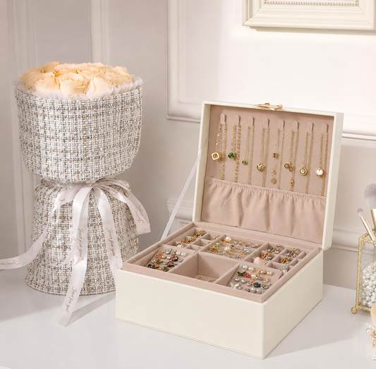 Jewelry Box Organizer – 2-Layer Storage, Expandable Tray & Mother's Day Gift
