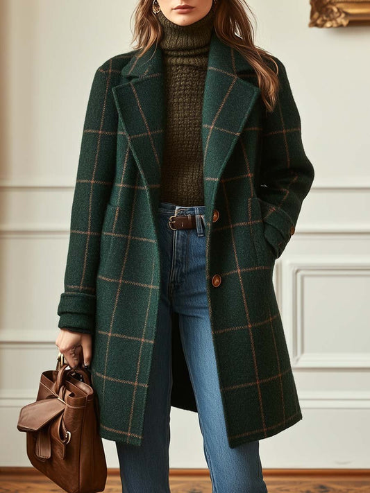 Women's Wool Check Coat