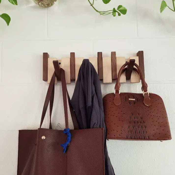 Elegant Wooden Piano Hook Wall Mount - Stylish Organizer for Coats, Hats, and Scarves