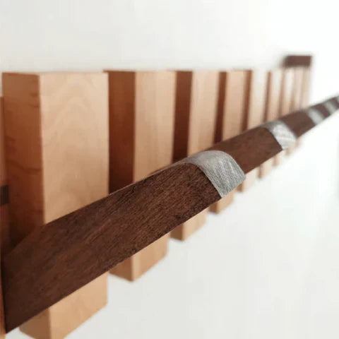 Elegant Wooden Piano Hook Wall Mount - Stylish Organizer for Coats, Hats, and Scarves