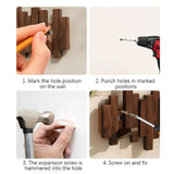 Wooden Wall Coat Rack – Piano Design, Solid Walnut/Beech & 3-8 Hooks