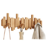 Wooden Wall Coat Rack – Piano Design, Solid Walnut/Beech & 3-8 Hooks