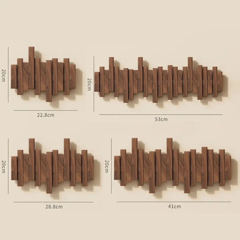 Wooden Wall Coat Rack – Piano Design, Solid Walnut/Beech & 3-8 Hooks