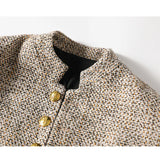 Khaki Vest with Long Sleeves and Button Closure - Elara