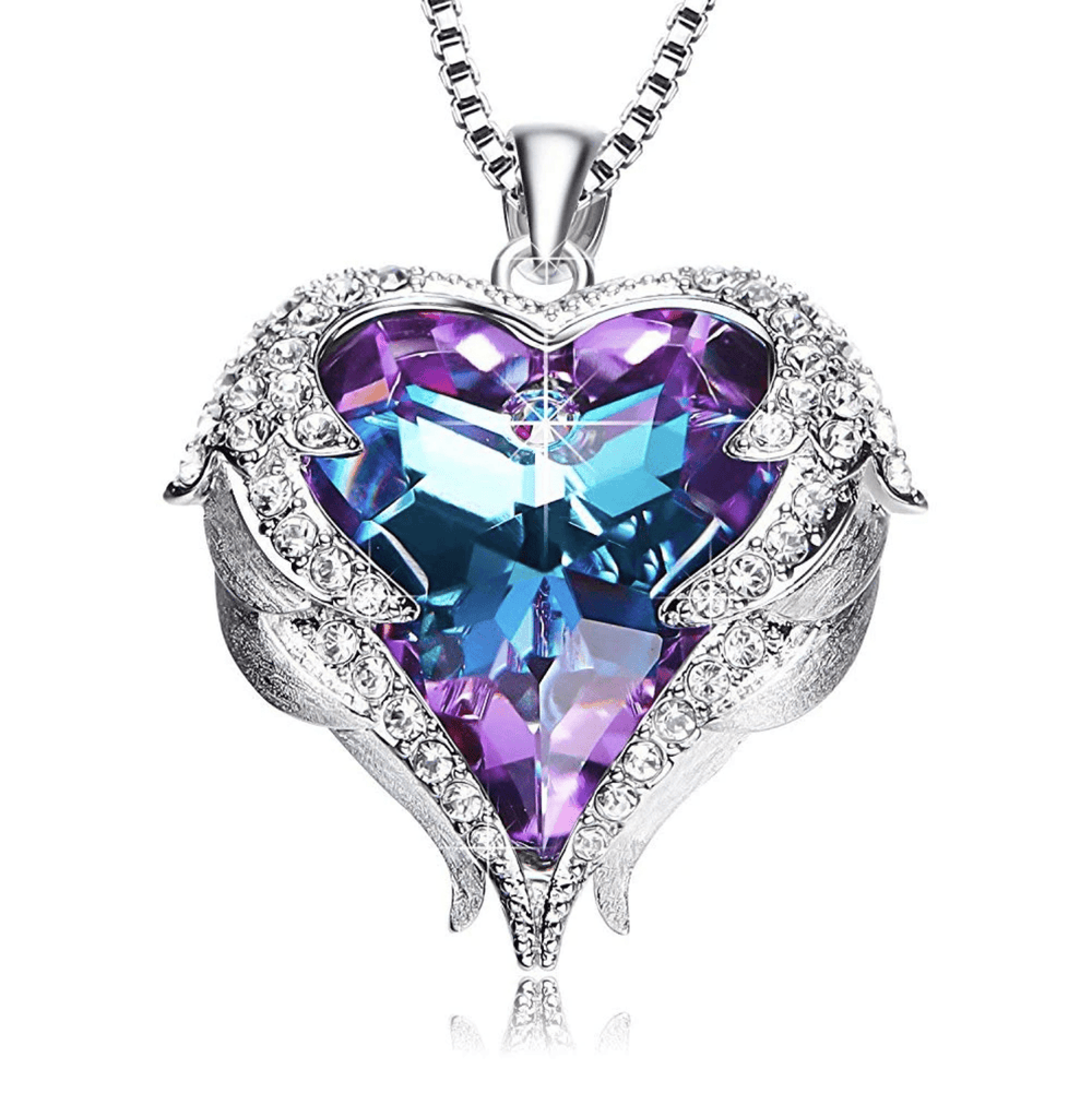 Celestina Angel Wing Necklace - Purple