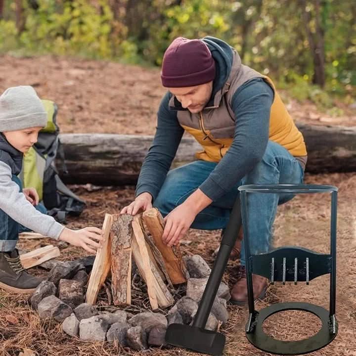 **KINDLECUT Portable Manual Log Splitter - Effortless Firewood Preparation for Camping & Home Use**