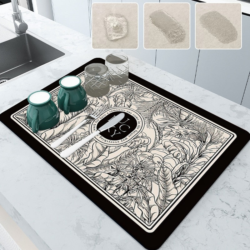Polyester Dish Drying Mat – Absorbent, Non-Slip & Antibacterial, Multiple Sizes
