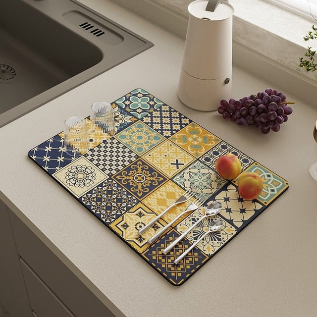 Polyester Dish Drying Mat – Absorbent, Non-Slip & Antibacterial, Multiple Sizes