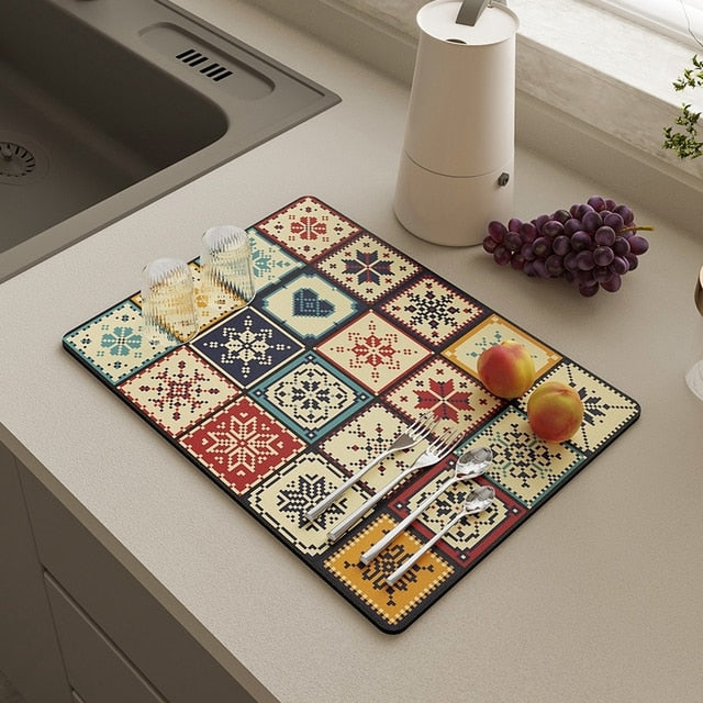Polyester Dish Drying Mat – Absorbent, Non-Slip & Antibacterial, Multiple Sizes